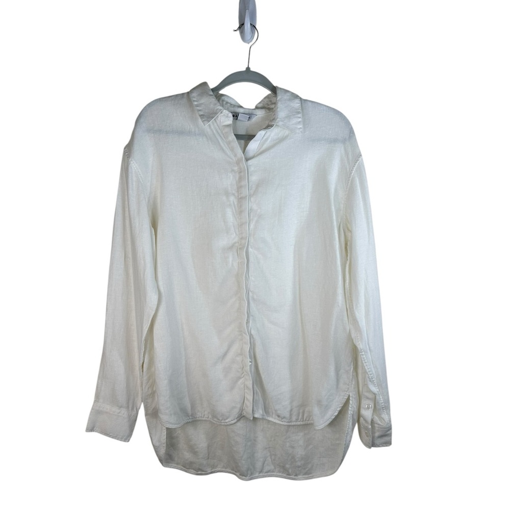 Athleta 100% Linen Button Down Tunic Shirt M